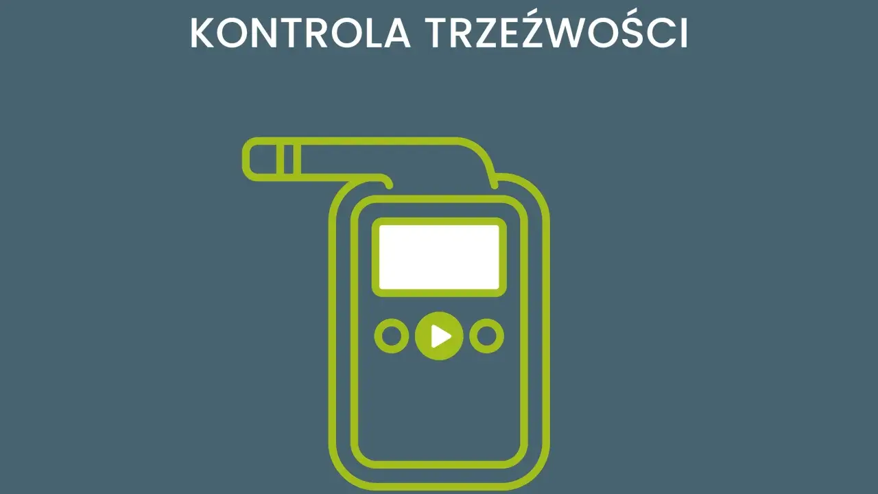 Grafika przedstawia alkomat, symbolizujący kontrolę trzeźwości przez policję.