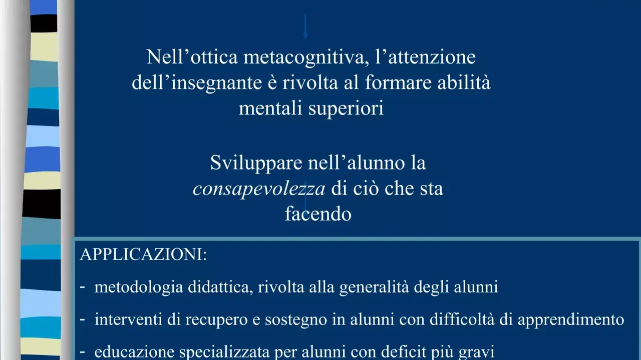 La metacognizione in psicologia guida l'insegnante a formare abilità mentali superiori, sviluppando la consapevolezza dello studente.