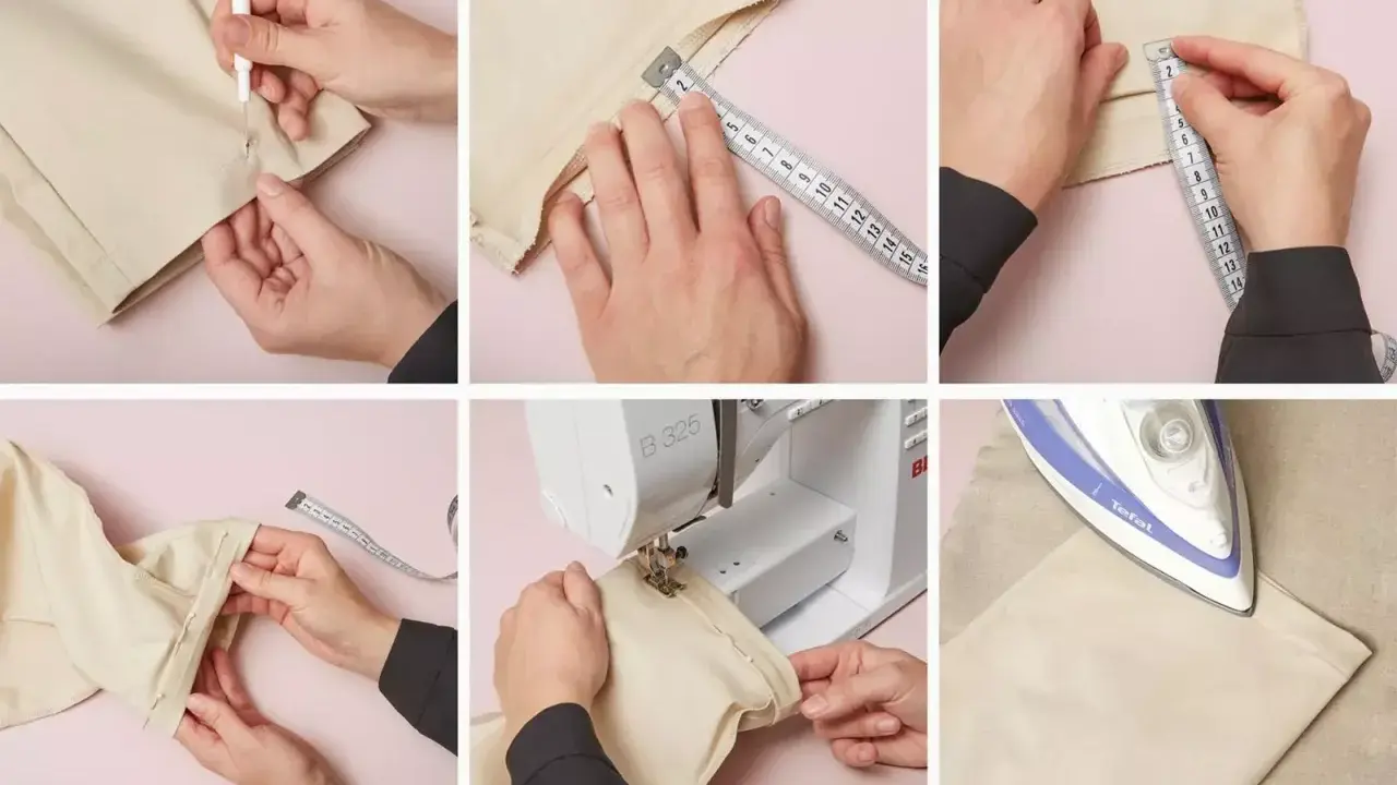 Sy linnebyxor: mät, nåla, sy med maskin och pressa.