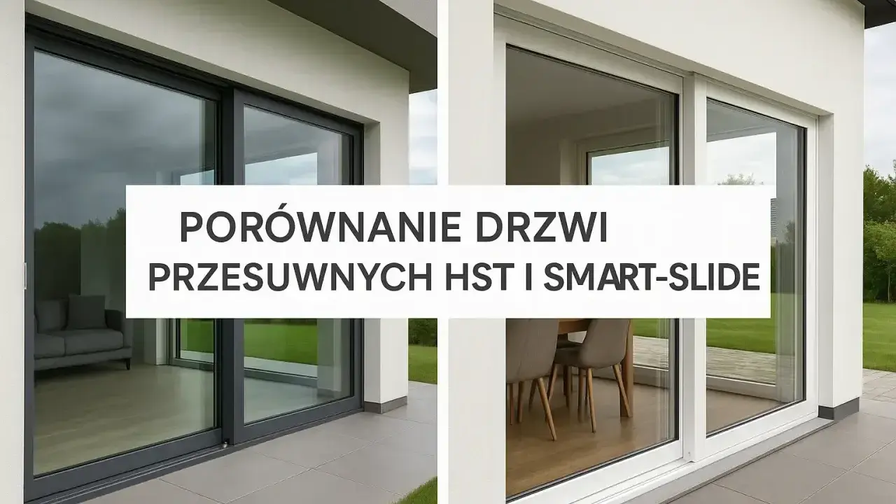 Porównanie drzwi przesuwnych HST i Smart-Slide. Nowoczesne okno HST z widokiem na salon i ogród.