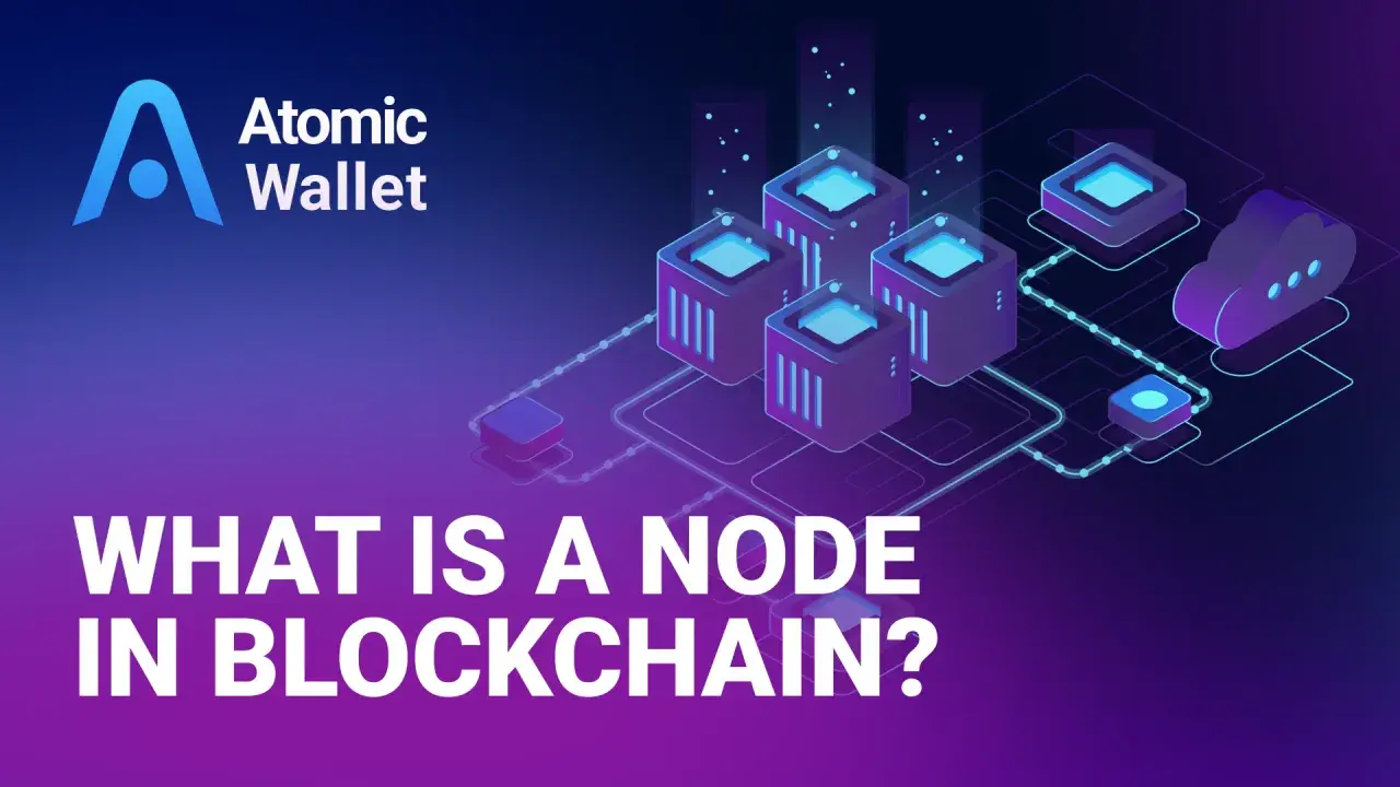 Co to jest node w blockchainie? Grafika przedstawia sieć połączonych serwerów i chmurę, symbolizującą rozproszoną technologię.