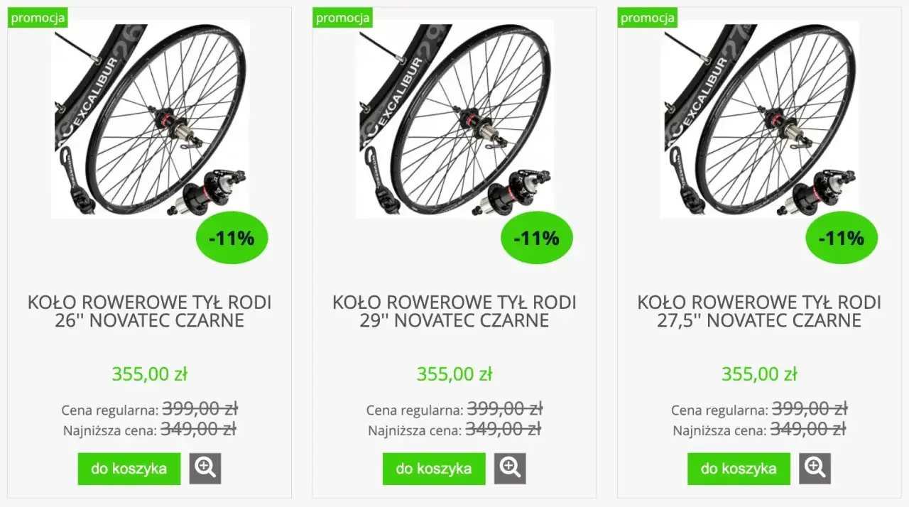 Koła rowerowe tylne RODI 26", 27,5" i 29" Novatec czarne, etrto co to? Promocja -11%!