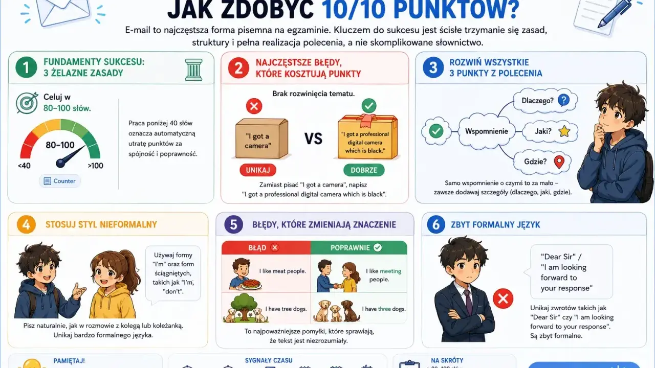 Przykładowy e-mail po polsku: wskazówki, jak napisać idealny e-mail na egzaminie ósmoklasisty, by zdobyć 10/10 punktów.
