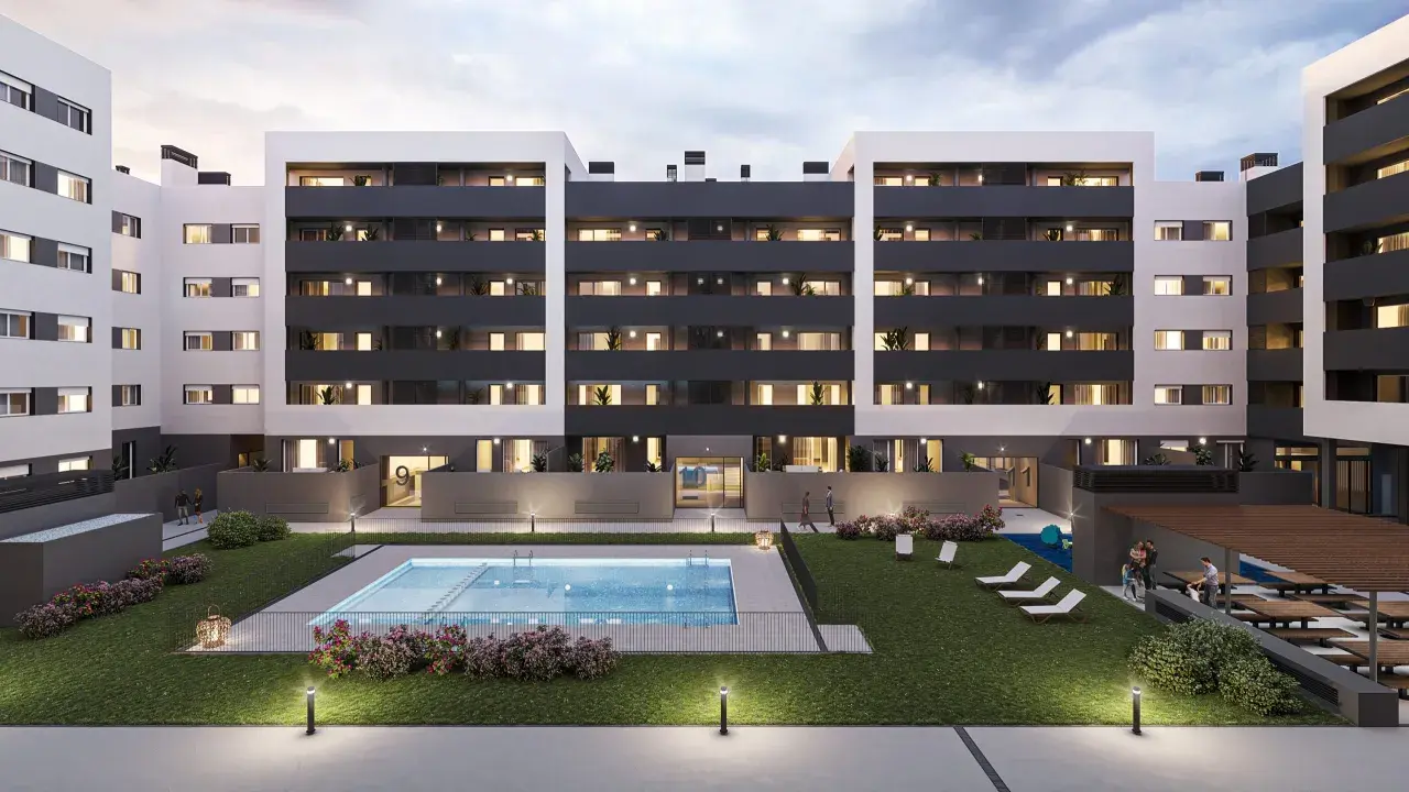 Modern apartments with pool and green areas, ideal for families. VPO Zaragoza.