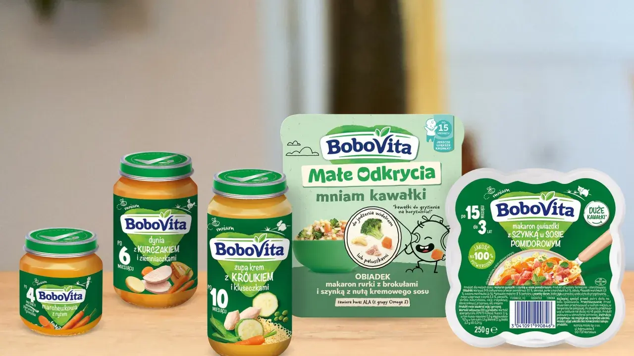 BoboVita: słoiczki od 4 miesiąca. Dynia z kurczakiem, zupa z królikiem i kluseczkami, obiadek z makaronem i szynką.