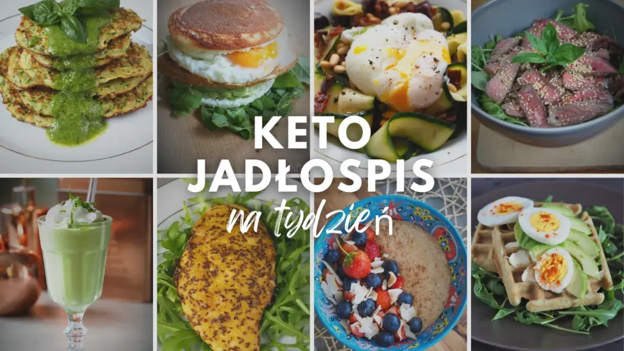 Keto jadłospis na tydzień: placki cukinii, jajko sadzone z awokado, sałatka z jajkiem i wołowiną, koktajl, kurczak i owsianka z owocami.