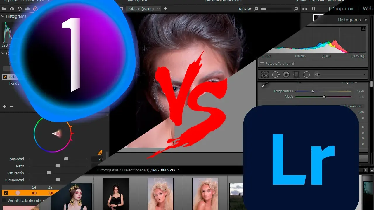Comparativa visual: Capture One (logo 1) vs. Lightroom (logo Lr). ¿Cuál es tu editor favorito?