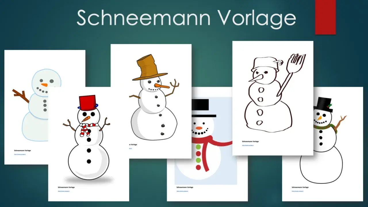 Mehrere einfache Schneemann Vorlagen zum Ausmalen, von lustig bis klassisch.