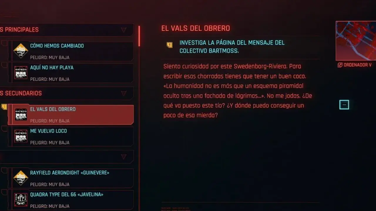 El vals del obrero cyberpunk: un mensaje críptico en el diario de V. Investiga al colectivo Bartmoss.