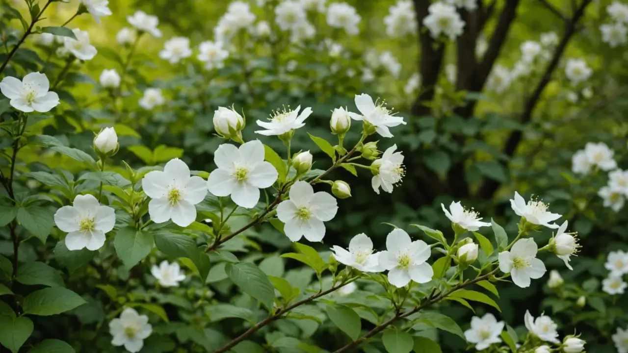 Branche de seringat le plus parfumé, ses fleurs blanches délicates s'épanouissent dans un écrin de verdure.