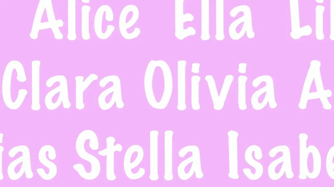 Lista med korta vackra flicknamn: Alice, Ella, Lil, Clara, Olivia, A, ia, Stella, Isabe.