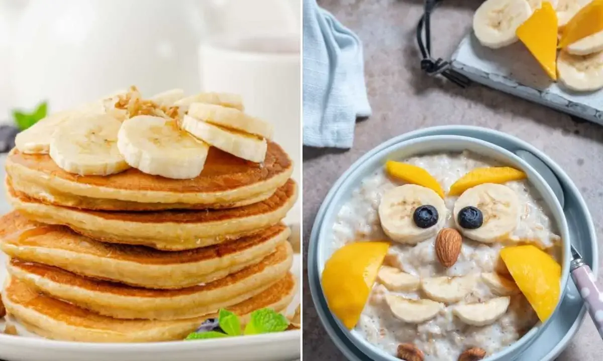 Deliciosos desayunos para niños: tortitas con plátano y avena con forma de búho, ¡una forma divertida de empezar el día!