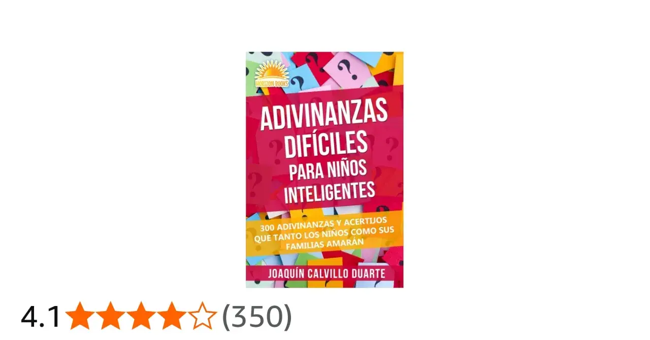 Libro "Adivinanzas Difíciles para Niños Inteligentes" con 300 acertijos para toda la familia.