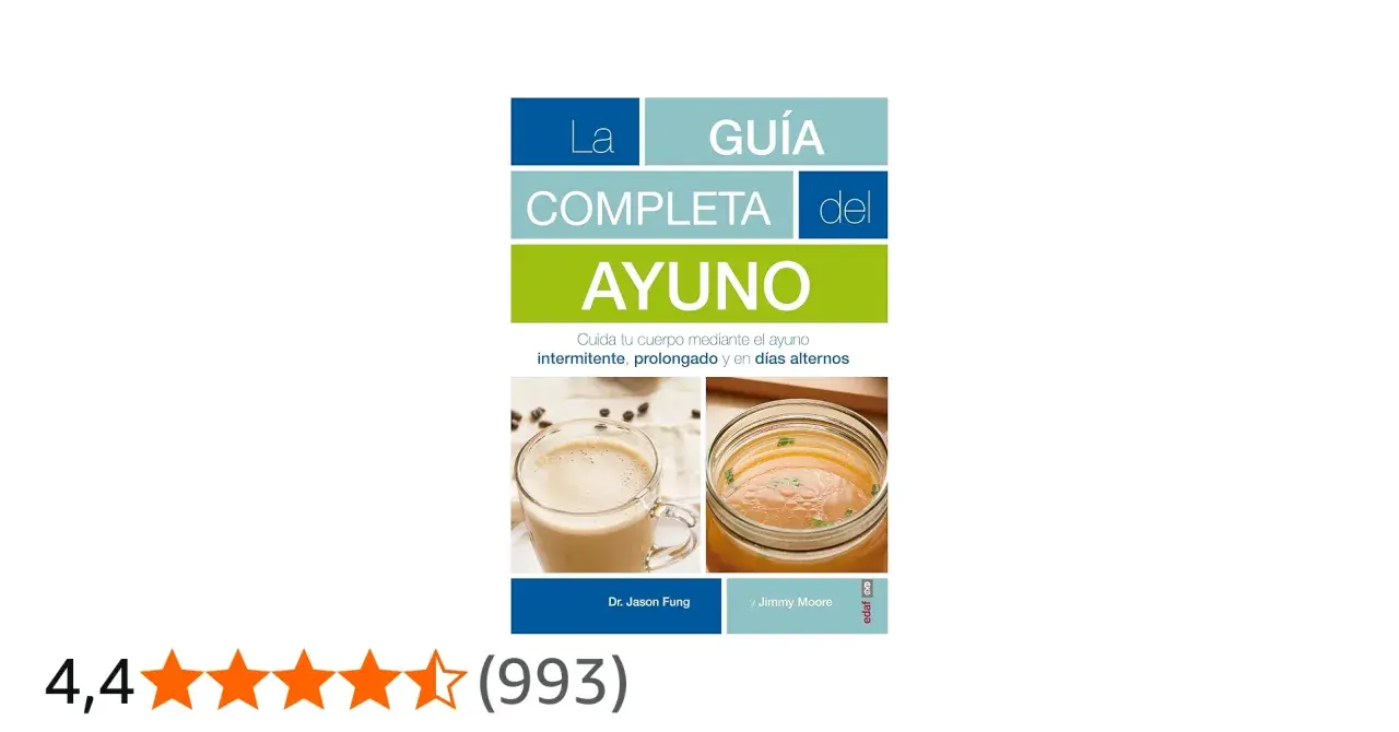 La Guía Completa del Ayuno: aprende qué es el ayuno intermitente y cómo aplicarlo para cuidar tu cuerpo. Incluye imágenes de café y caldo.