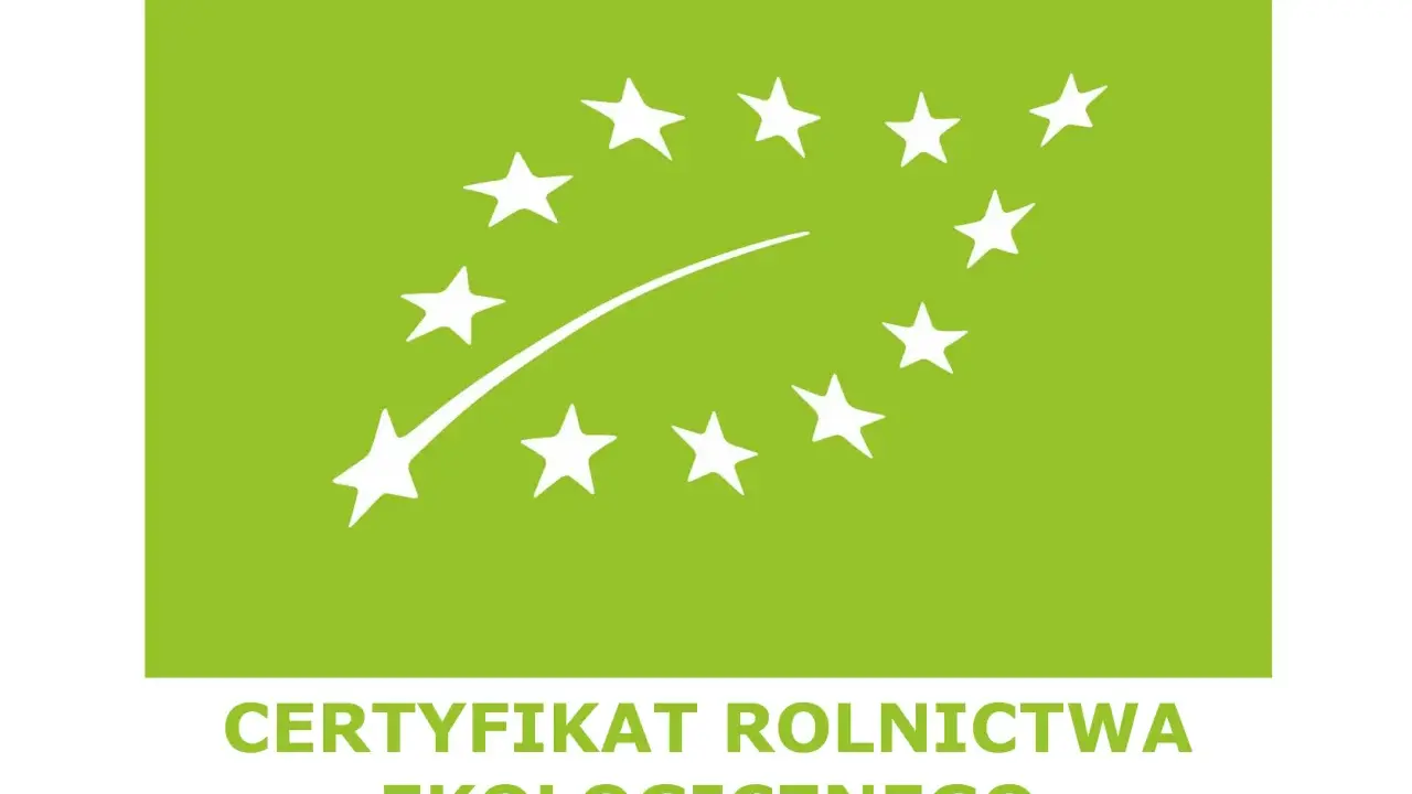 Zielony to kolor natury i ekologii. Logo z białymi gwiazdkami na zielonym tle symbolizuje certyfikat rolnictwa ekologicznego.