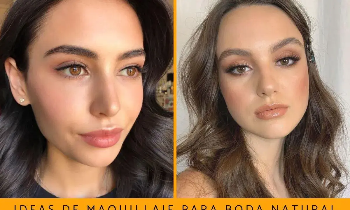 Dos looks de maquillaje de noche natural: uno con labios rosados y otro con gloss nude.