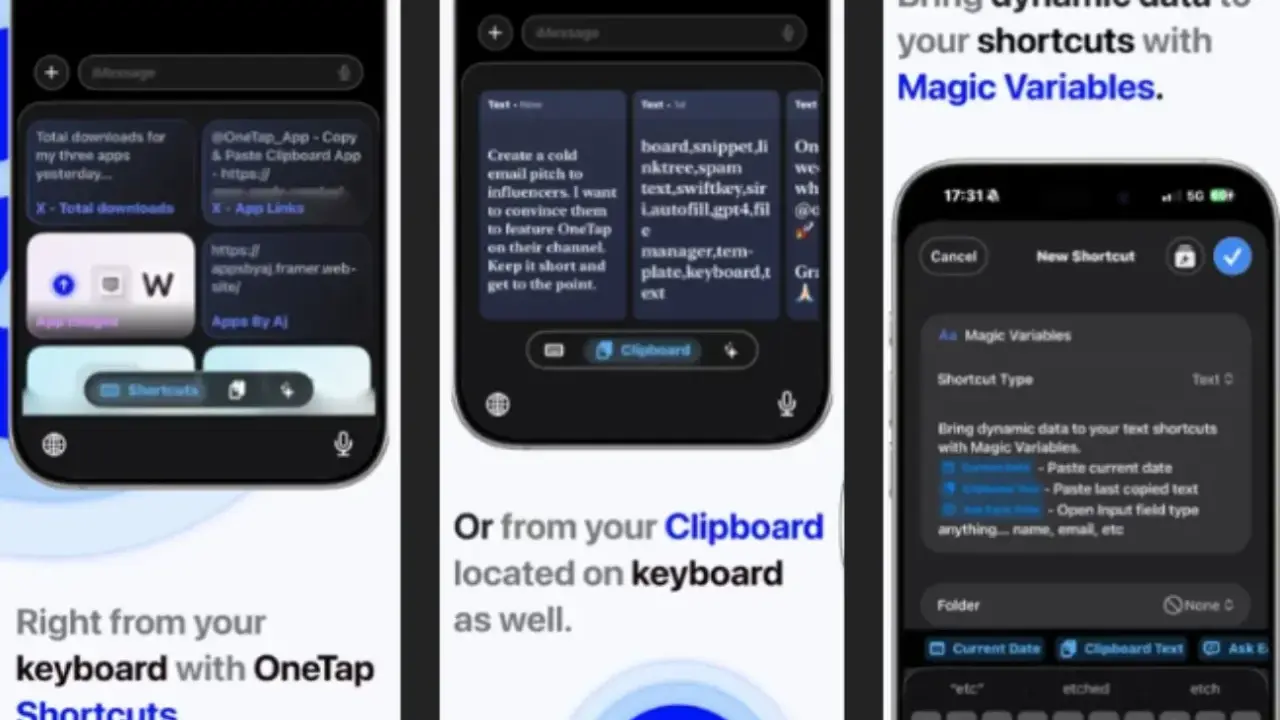 OneTap Shortcuts to najlepsze aplikacje na iPhone, które ułatwiają pracę z tekstem i skrótami bezpośrednio z klawiatury.
