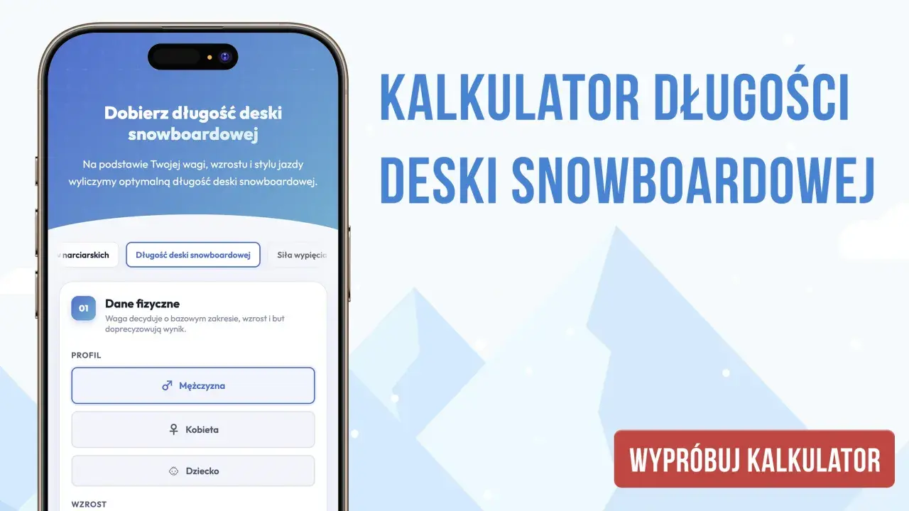 Kalkulator długości deski snowboardowej pomoże Ci dobrać idealny sprzęt. Wpisz dane fizyczne, a dowiesz się, jak dobrać deskę snowboardową.