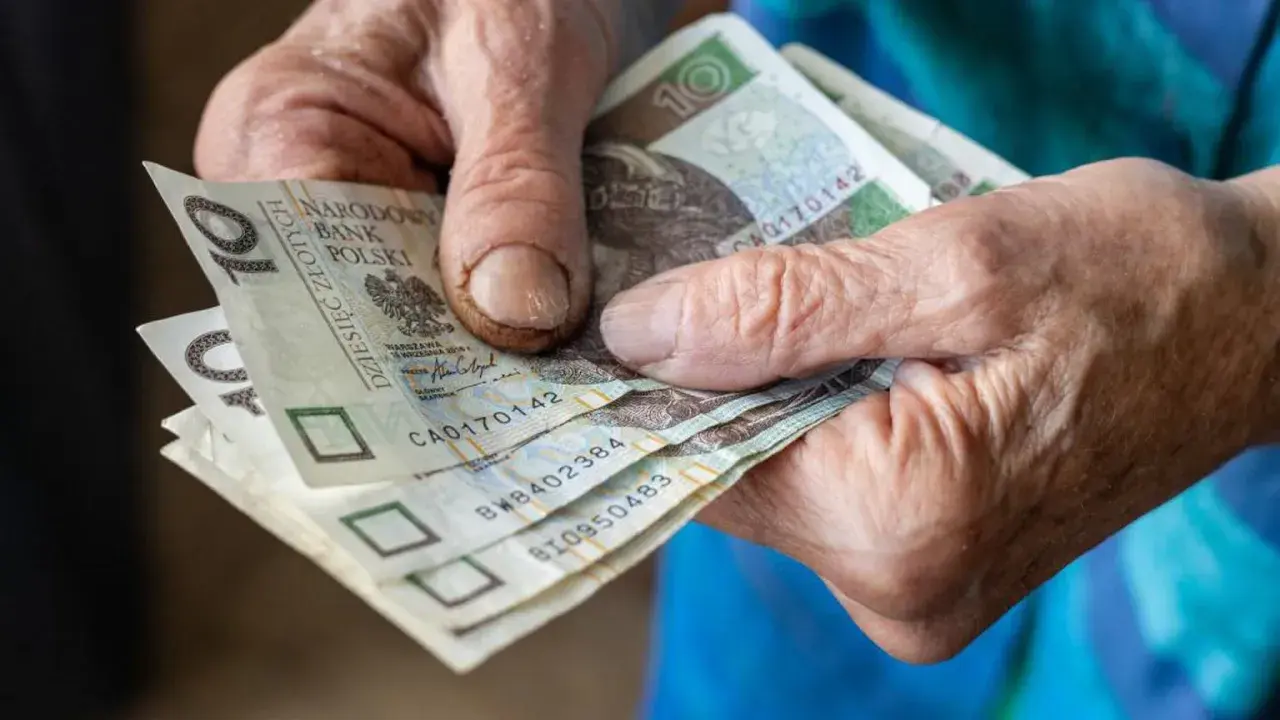 Dłonie seniora trzymają banknoty 10 zł. Kto może liczyć na 500 plus dla seniora?