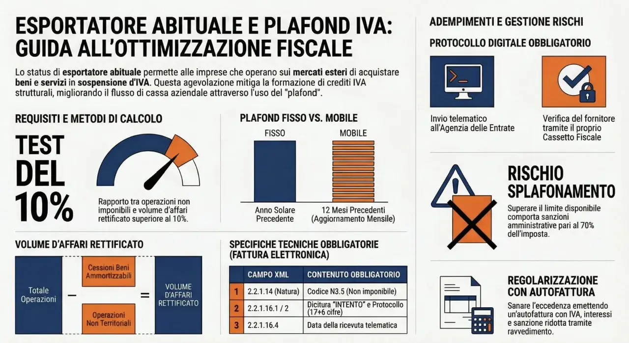 Guida all'ottimizzazione fiscale: il plafond IVA per esportatori abituali. Il significato del plafond è cruciale per gestire crediti IVA e flussi di cassa.