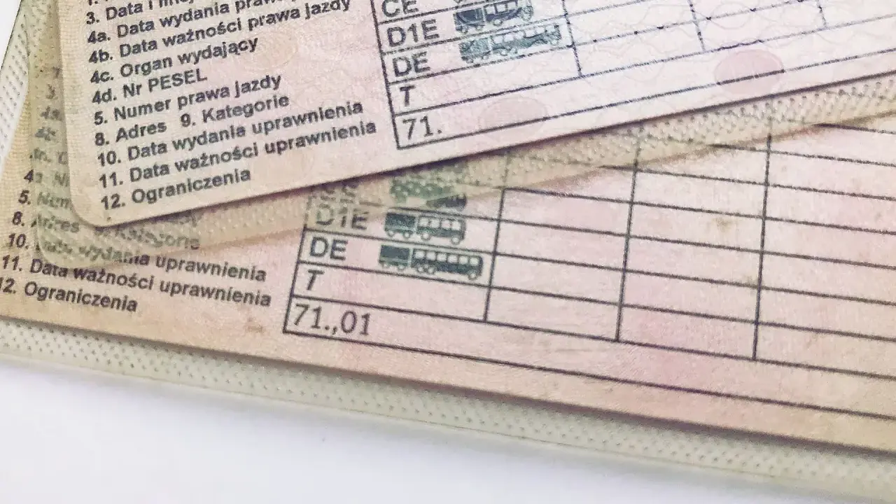 Dokumenty prawa jazdy z widocznymi polami: "Data wydania prawa jazdy" i "Data wydania uprawnienia", a także kategorie uprawnień.