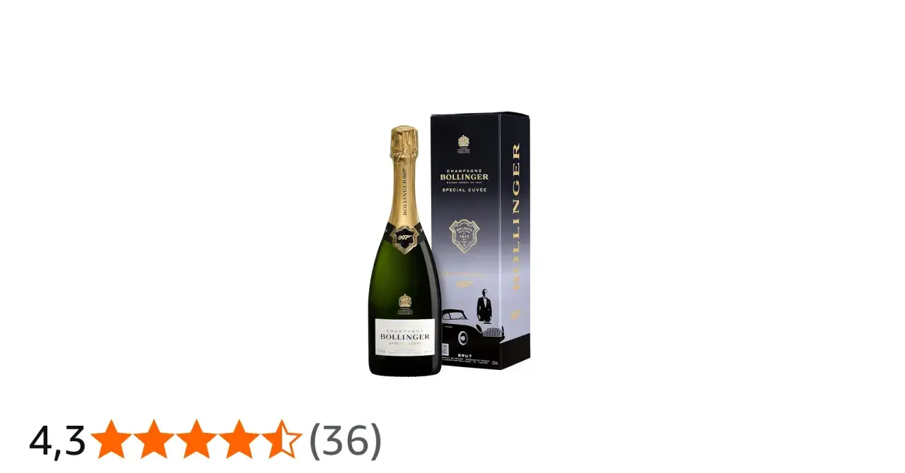 Champagnerflasche und Geschenkbox Bollinger 007, die Special Cuvée für Agenten.