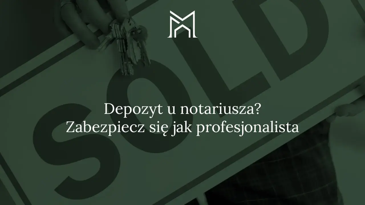 Klucze i tabliczka "SOLD" symbolizują transakcję. Depozyt u notariusza to bezpieczne rozwiązanie.