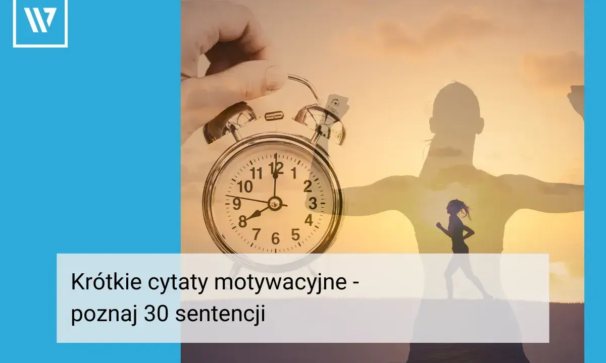 Budzik i sylwetka biegaczki symbolizują drogę do celu. Krótkie cytaty motywacyjne pomogą Ci w tej podróży.