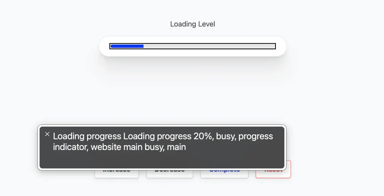 Wskaźnik postępu ładowania strony internetowej, html progress, pokazuje 20% postępu.