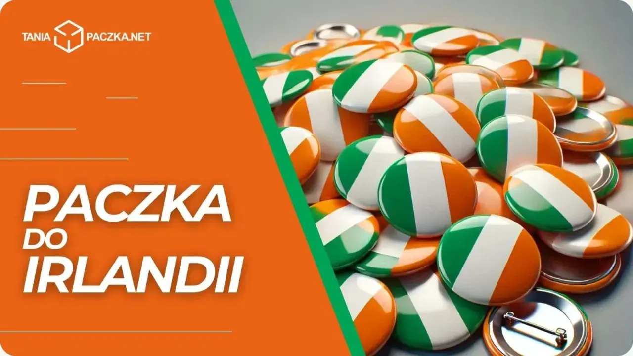 Mnóstwo przypinek z flagą Irlandii, gotowych do wysyłki. Tani paczka do Irlandii to szybki sposób na dotarcie do celu.