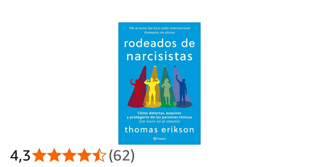 Portada del libro "Rodeados de narcisistas", con siluetas bajo focos, ilustrando la proyeccion narcisista.