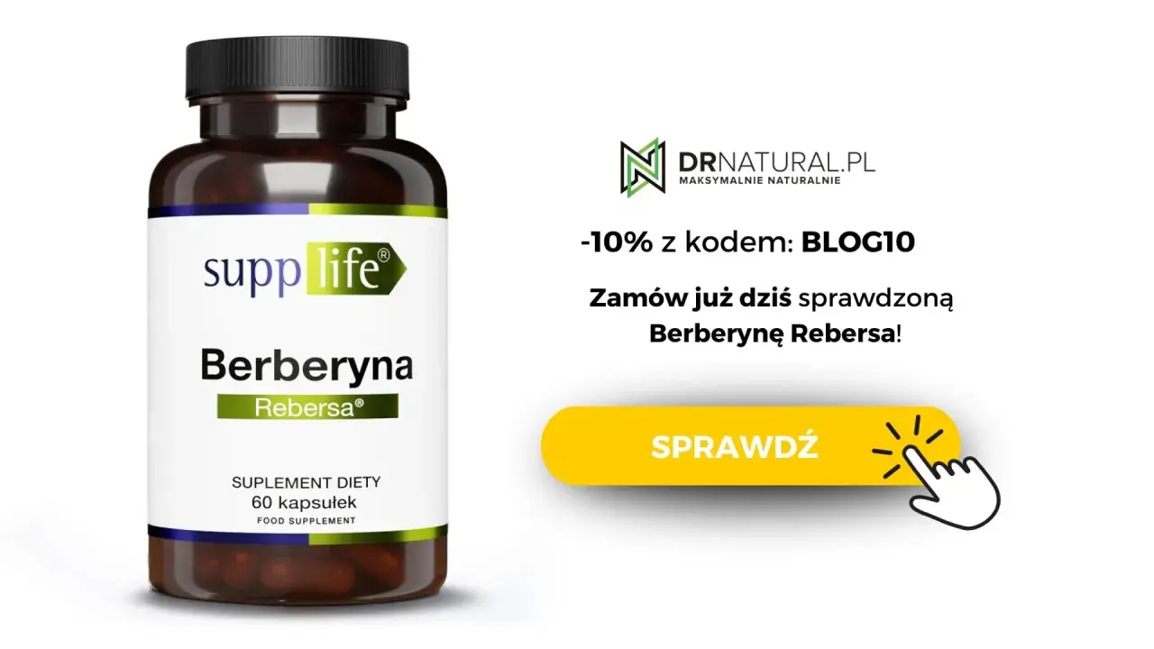 Suplement diety Berberyna Rebersa od Supp Life. Sprawdź jej działanie i zamów z rabatem 10% na DRnatural.pl.