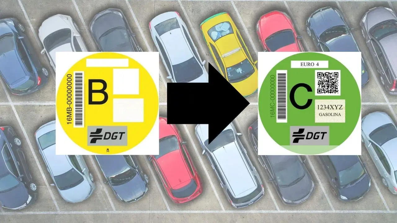 Comparación de etiquetas ambientales DGT: de la etiqueta B a la etiqueta C.