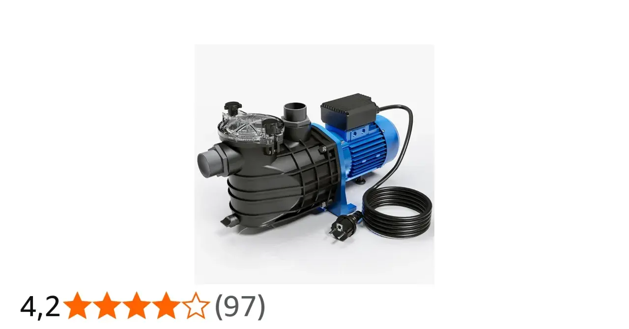 Pompe de piscine bleue et noire, idéale pour choisir la pompe piscine parfaite pour votre installation.