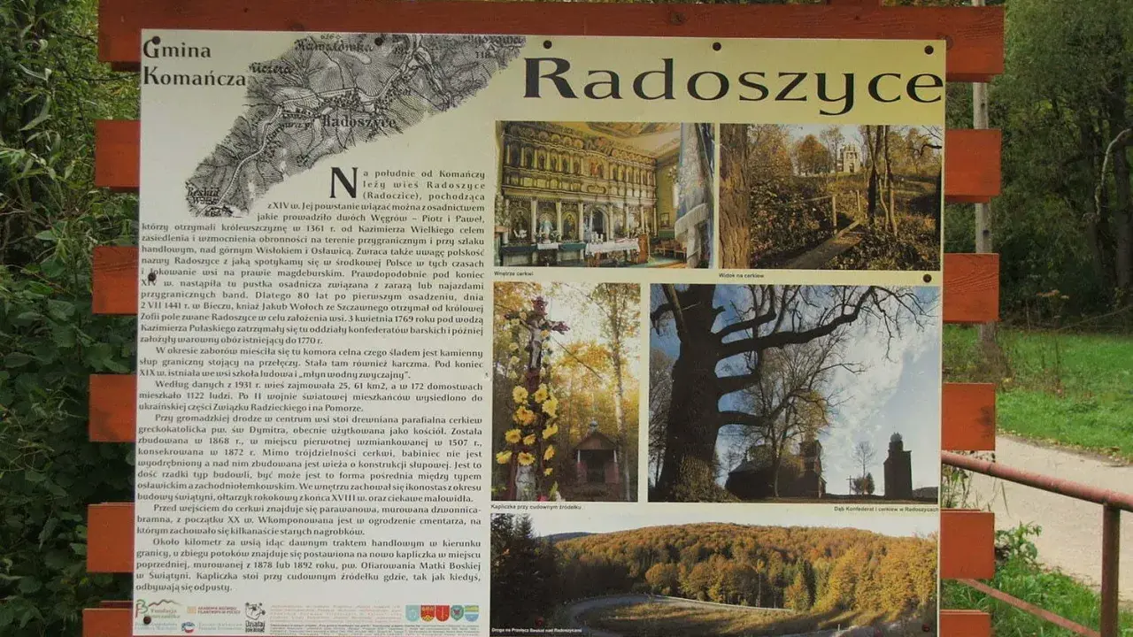 Komańcza atrakcje: Radoszyce, zabytkowa cerkiew, dąb konfederatów i kapliczka przy cudownym źródełku.