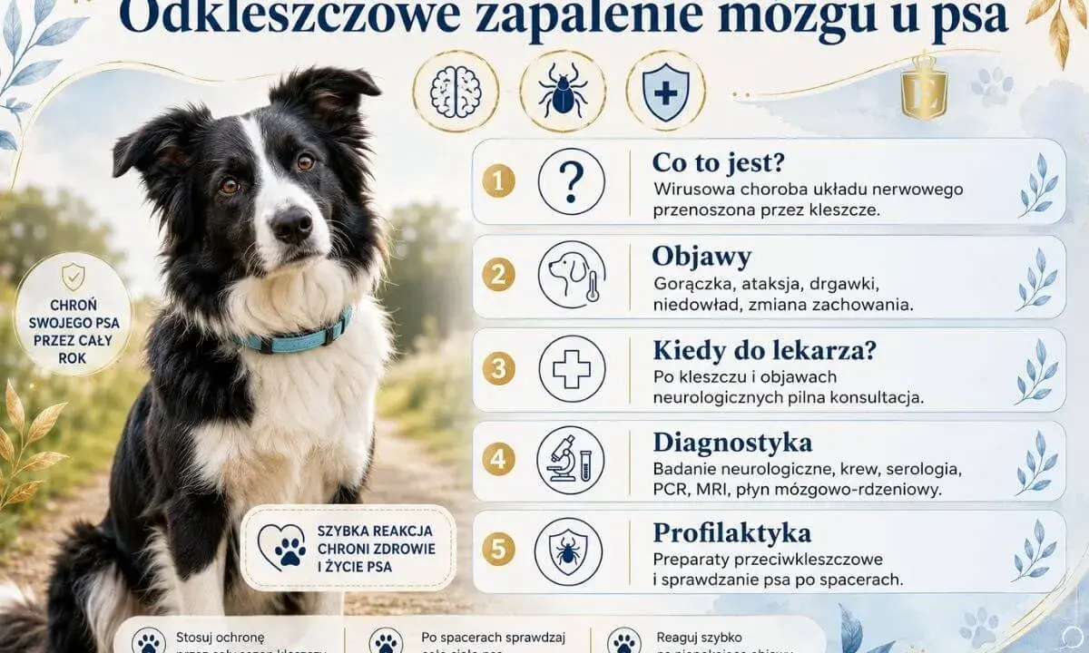 Pies rasy border collie z informacjami o chorobach odkleszczowych u psa: objawy, diagnostyka i profilaktyka.