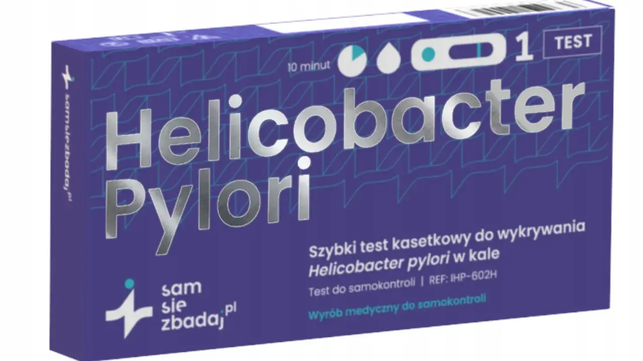 Szybki test kasetkowy do wykrywania Helicobacter pylori w kale. Badanie na obecność bakterii.