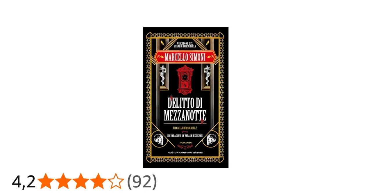 Copertina di "Delitto di Mezzanotte", ultimo libro di Marcello Simoni, vincitore del Premio Bancarella. Un giallo irrisolvibile.