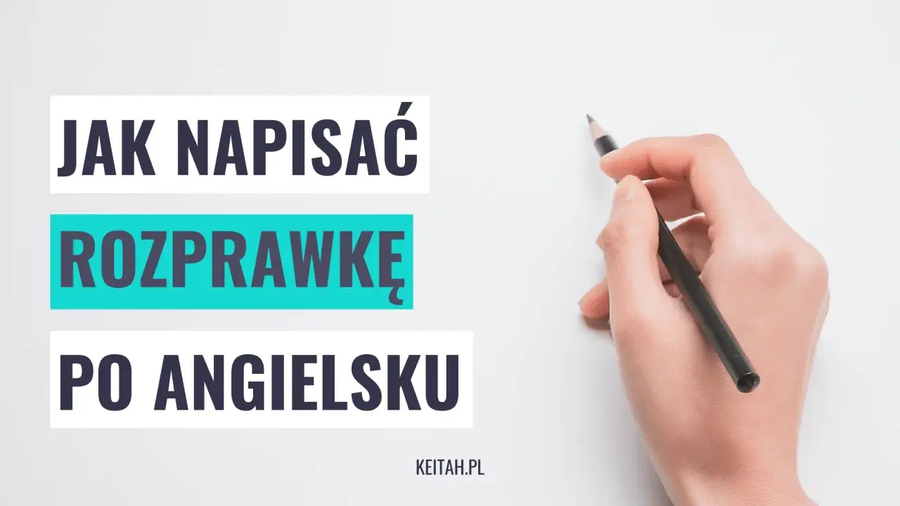 Jak napisać rozprawkę po angielsku? Rozprawka angielska rozszerzony przykład. Dłoń z ołówkiem gotowa do pisania.