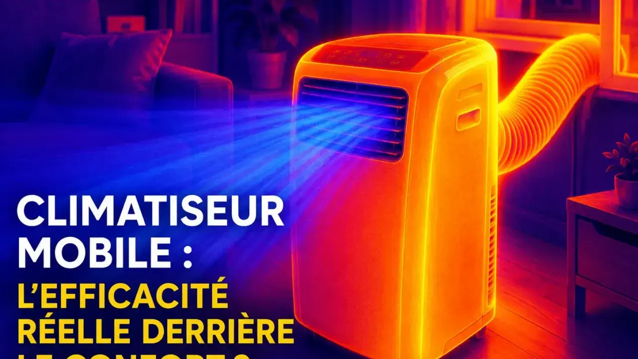 Climatiseur mobile BTUs diffusant un air frais dans un salon. Le confort est-il réel ?