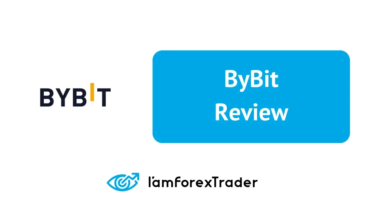 Logo ByBit i napis "ByBit Review". Sprawdź nasze **bybit opinie** i dowiedz się więcej o platformie.