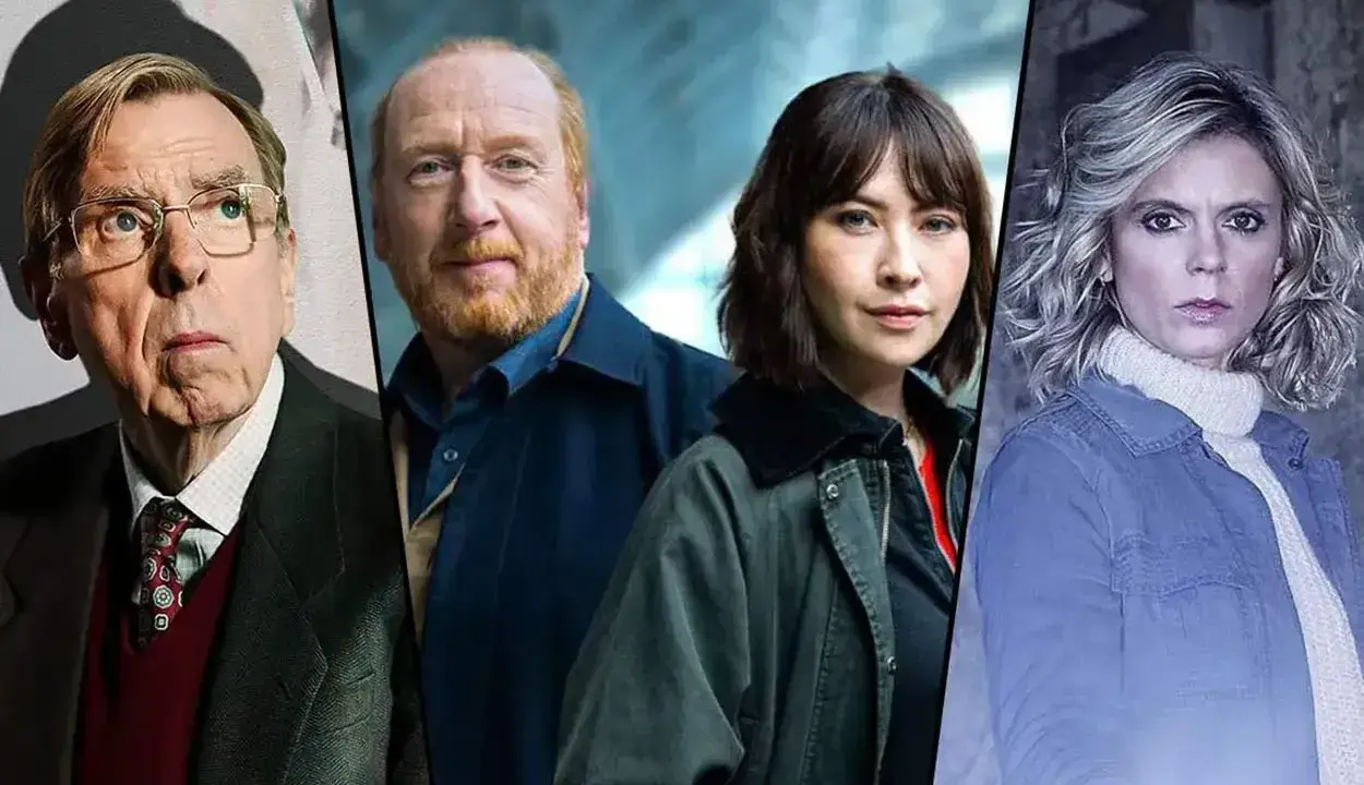 Fyra skådespelare från en brittisk kriminalserie på SVT Play.