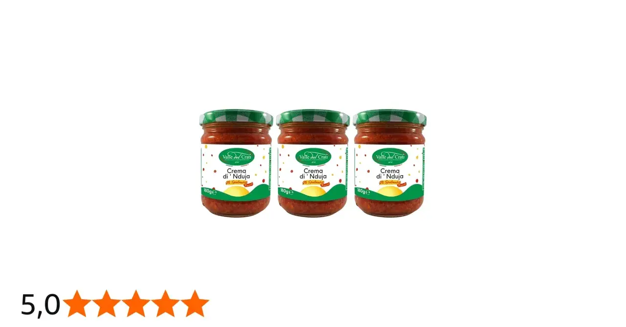 Trzy słoiki kremu z nduja, pikantnej pasty z Kalabrii. Idealna do smarowania, co to jest nduja? To pyszna, włoska specjalność!