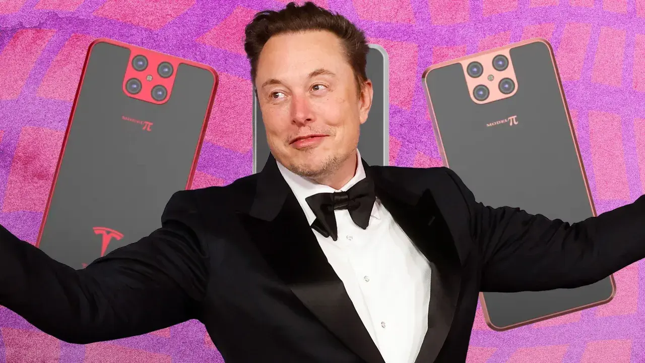 Elon Musk, le visionnaire derrière Tesla, présente le "Model Pi", un smartphone futuriste.