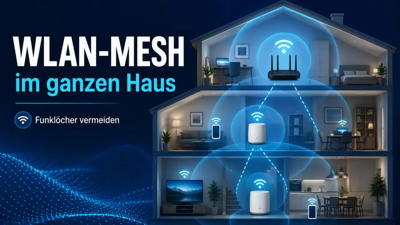 WLAN-MESH im ganzen Haus: Ein Router und zwei Satelliten-Einheiten sorgen für lückenlose Abdeckung.
