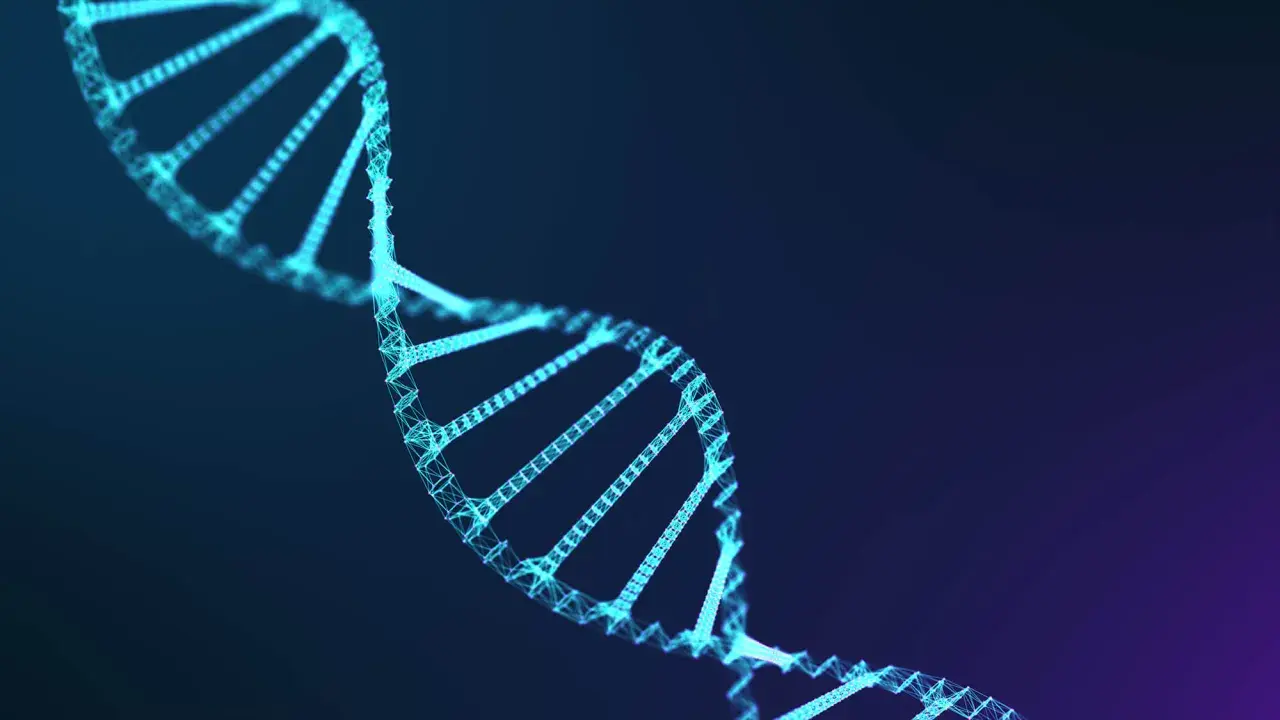 Struttura a doppia elica luminosa, simbolo della predisposizione genetica e del codice della vita.