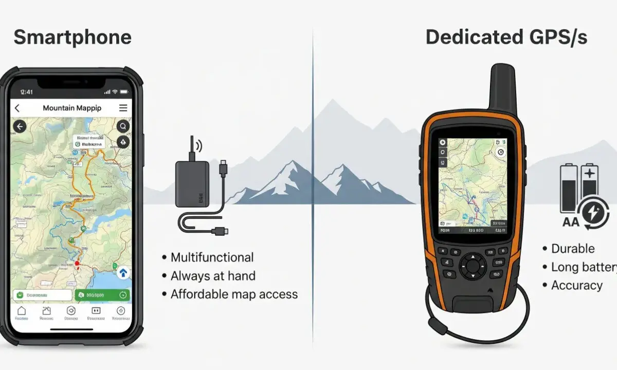 Smartfon z mapą górską vs. dedykowany GPS w góry. Wybierz niezawodność w trudnym terenie.