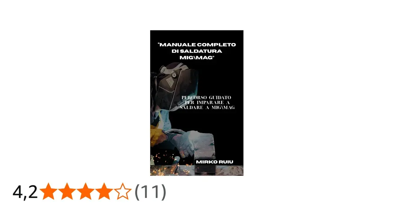 Copertina di un manuale sulla saldatura MIG/MAG, con un saldatore in azione.