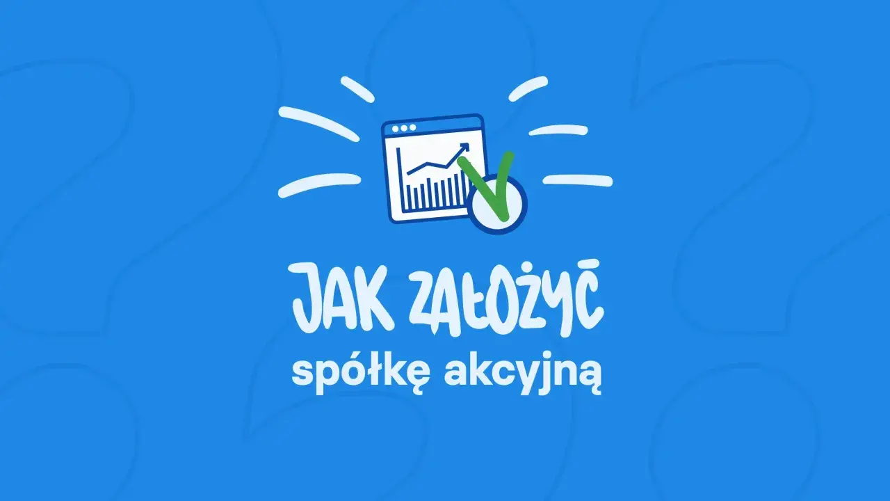 Jak założyć spółkę akcyjną? Grafika przedstawia wykres wzrostu i zielony znaczek potwierdzenia, symbolizujące sukces w biznesie.