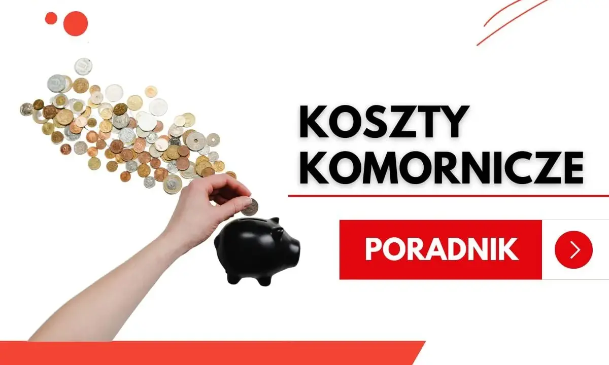 Ręka wrzuca monetę do świnki-skarbonki. Tekst: "Koszty komornicze po umorzeniu egzekucji". Poradnik.